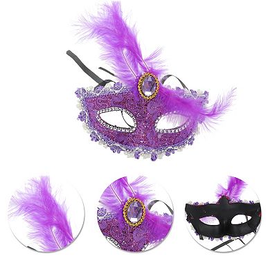 Dragon Pattern Feather Half Face Party Mask 1 Pc
