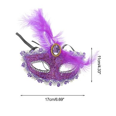 Dragon Pattern Feather Half Face Party Mask 1 Pc