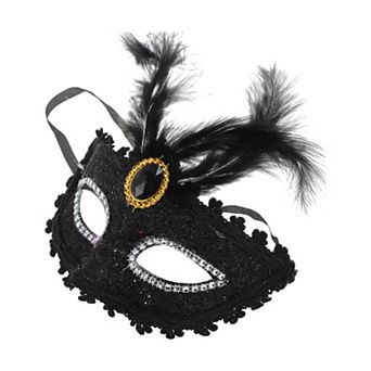 Dragon Pattern Feather Half Face Party Mask 1 pc