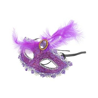 Dragon Pattern Feather Half Face Party Mask 1 pc