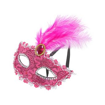 Dragon Pattern Feather Half Face Party Mask 1 pc