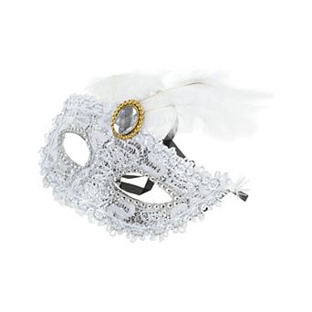 Dragon Pattern Feather Half Face Party Mask 1 pc