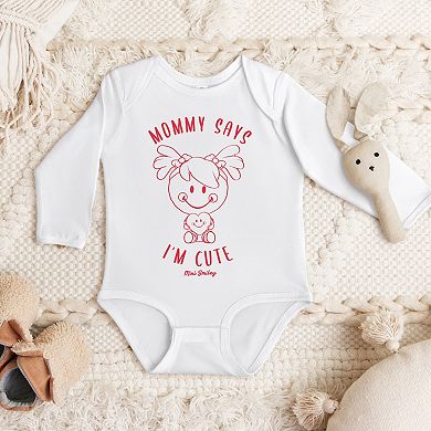 Mini Smiley Mommy Says I'm Cute - Baby Long Sleeve Bodysuit