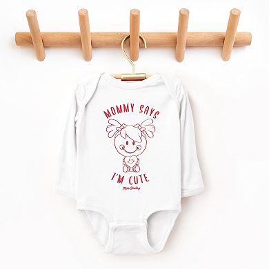 Mini Smiley Mommy Says I'm Cute - Baby Long Sleeve Bodysuit