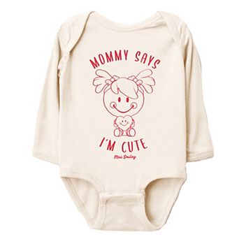 Mini Smiley Mommy Says I'm Cute - Baby Long Sleeve Bodysuit