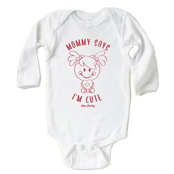 Mini Smiley Mommy Says I'm Cute - Baby Long Sleeve Bodysuit
