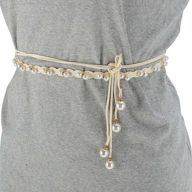 Faux Pearls Adjustable Waist Belt for Women 1 Pc