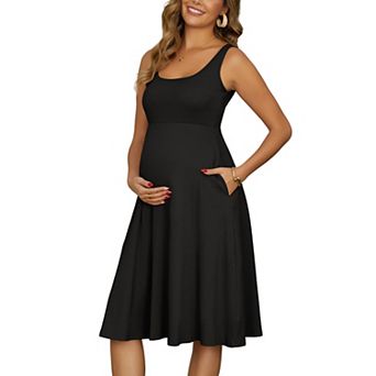 Women's Maternity Dresses A-Line Sleeveless Summer Sundress Flare Tank Dress with Pockets