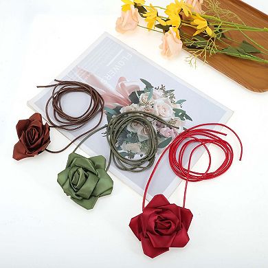 Satin Rose Flower Adjustable Waist Belt 1 Pc