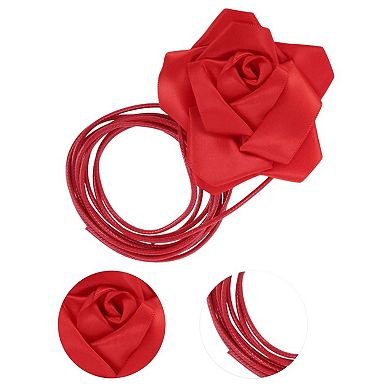 Satin Rose Flower Adjustable Waist Belt 1 Pc