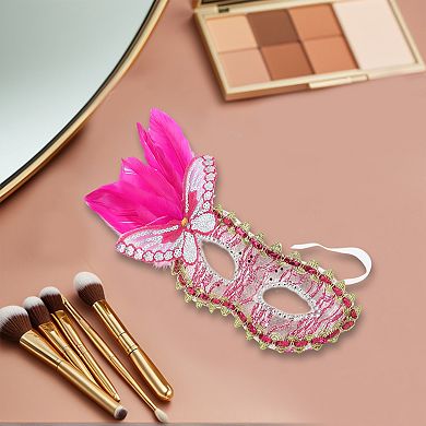 Side Feather Masquerade Princess Half Face Party Mask 1 Pc