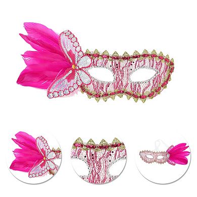 Side Feather Masquerade Princess Half Face Party Mask 1 Pc