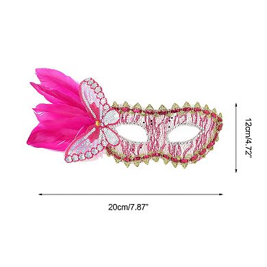 Side Feather Masquerade Princess Half Face Party Mask 1 Pc