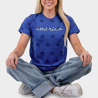America Cursive - Women's Short Sleeve Star Tee
