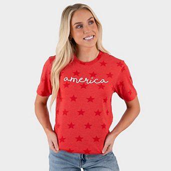 America Cursive - Women's Short Sleeve Star Tee