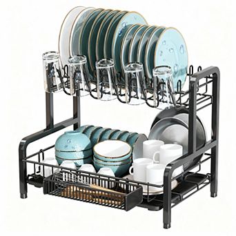 Stainless Steel 2 tier Dish Drying Rack with Drainboard