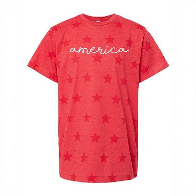 America Cursive - Youth Short Sleeve Star Tee