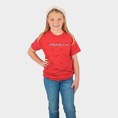 America Cursive - Youth Short Sleeve Star Tee