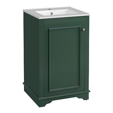 Merax Bathroom Vanity with Ceramic Sink, Freestanding Single Vanity Set with Soft Closing Door