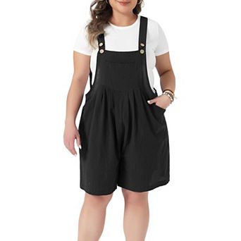 Women's Plus Size Overall Shorts Jumpsuit Pocket Summer Rompers Loose Fit Overalls Outfits Shortalls