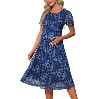 Women's Maternity Flowy Floral Dress Midi Photoshoot Formal Casual Pregnancy Dress Summer