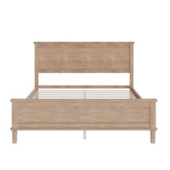 Merax Mid-Century Wood Platform Bed with Headboard and Wood Slat Support