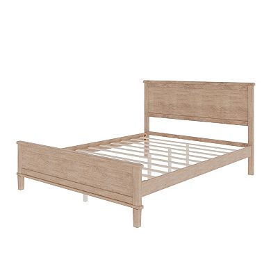 Merax Mid-Century Wood Platform Bed with Headboard and Wood Slat Support