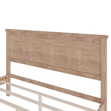 Merax Mid-Century Wood Platform Bed with Headboard and Wood Slat Support
