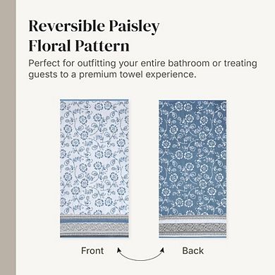 6 Piece Set, 2 Bath Towels, 2 Hand Towels, 2 Washcloths Yarn Dyed Jacquard/Solid Towel Set