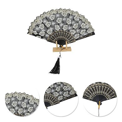 Cherry Blossom with Tassel Folding Fan 1 Pc