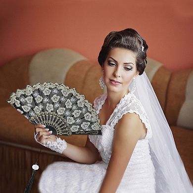 Cherry Blossom with Tassel Folding Fan 1 Pc