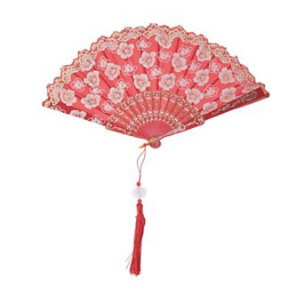 Cherry Blossom with Tassel Folding Fan 1 pc