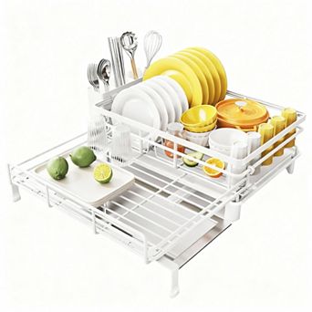 Extendable Sink Dish Drying Rack with 2-in-1 Design