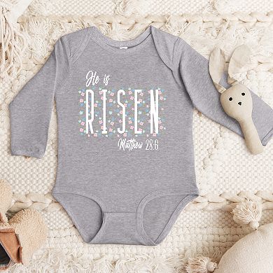 He Is Risen Floral - Baby Long Sleeve Bodysuit