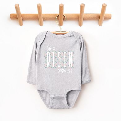 He Is Risen Floral - Baby Long Sleeve Bodysuit