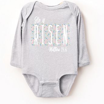 He Is Risen Floral - Baby Long Sleeve Bodysuit