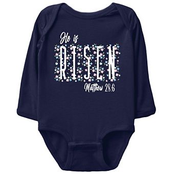 He Is Risen Floral - Baby Long Sleeve Bodysuit