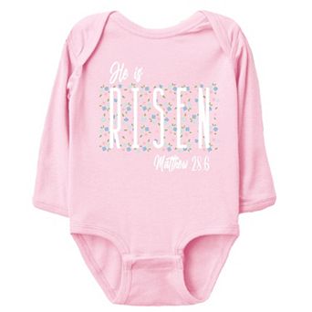 He Is Risen Floral - Baby Long Sleeve Bodysuit