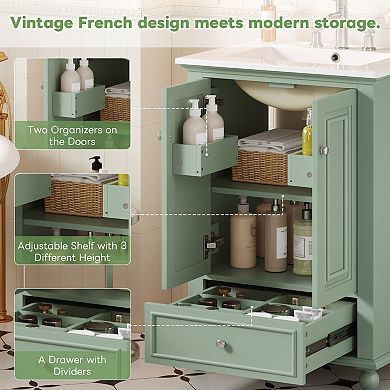 Merax 24'' Bathroom Vanity with Ceramic Sink, Bathroom Storage Cabinet