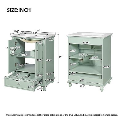 Merax 24'' Bathroom Vanity with Ceramic Sink, Bathroom Storage Cabinet