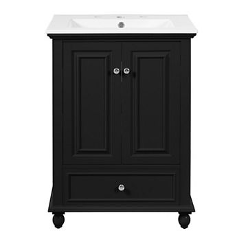 Merax 24'' Bathroom Vanity with Ceramic Sink, Bathroom Storage Cabinet