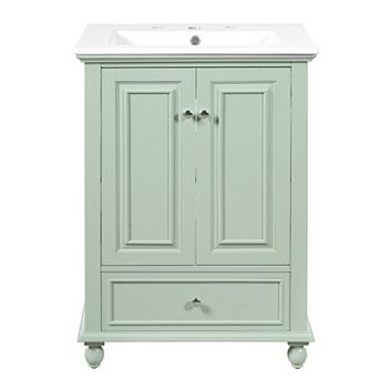 Merax 24'' Bathroom Vanity with Ceramic Sink, Bathroom Storage Cabinet