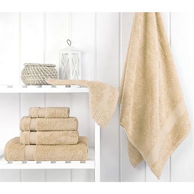 6-Piece Turkish Cotton Towel Set, 2 Bath Towels, 2 Hand Towels, 2 Washcloths, Beige