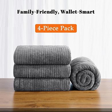 4-Pack 35x70" Extra Large Microfiber Bath Towels, Quick Dry, Ultra Soft, Grey