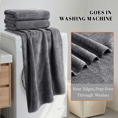 4-Pack 35x70" Extra Large Microfiber Bath Towels, Quick Dry, Ultra Soft, Grey