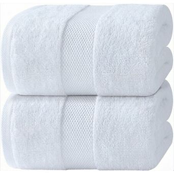2-Pack 35x70" White Luxury Bath Sheets, Turkish Cotton, Hotel Quality