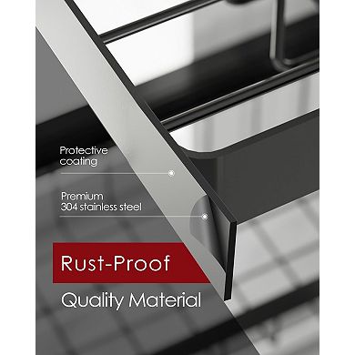 Stainless Steel Over-the-Sink Dish Rack with Adjustable Width and Multiple Storage