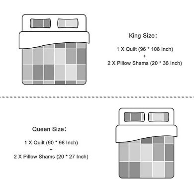 Super Soft Microfiber Quilt Set: 1x 90x98" Quilt + 2x 20x27" Pillowcase, Exquisite Queen Size