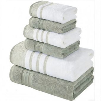 6 pc Towel Set Cotton, Quick Dry, Ultra Absorbent Includes 2 Bath, 2 Hand, 2 Washcloths