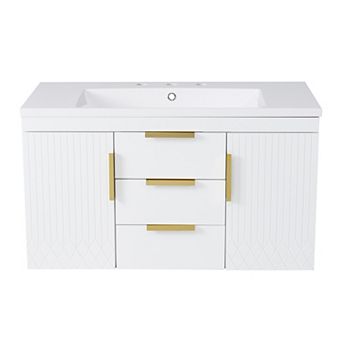 Merax 36'' Wall Mounted Bathroom Vanity, Floating Bathroom Storage Cabinet